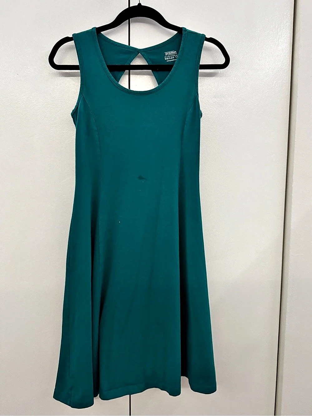 Promin Teal Cotton Cutout Back Fit & Flare Dress